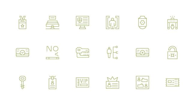 18 mínimo línea diseños para autorización íconos sensible icono conjunto para flexible diseños vector