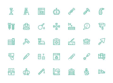 35 íconos para reparar en regular limpiar línea formato de múltiples fines icono paquete para plantillas vector