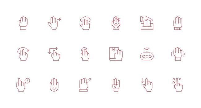 toque presentando 18 íconos en mínimo línea diseño simplificado icono paquete para visual herramientas vector