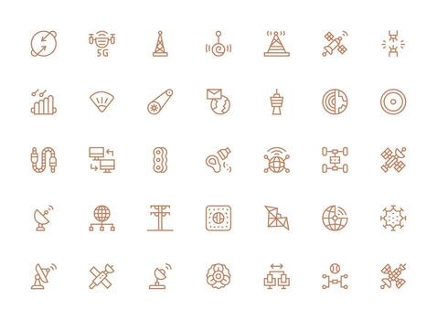 Regular Clean Line Icons from Transmission Set with 35 Vectors Responsive Icon Set for Flexible Layouts