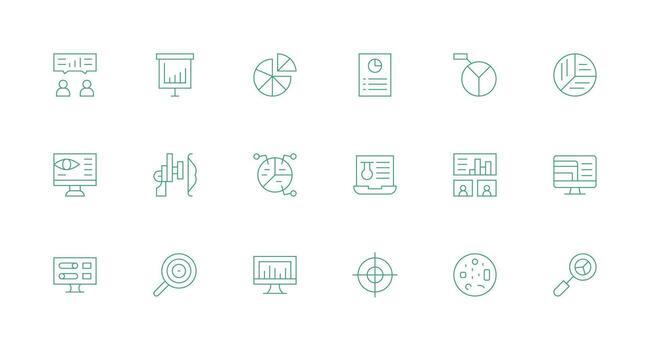 Data Visualization Icon Collection with 18 Minimal Line Designs Reliable Icons for All Interfaces vector