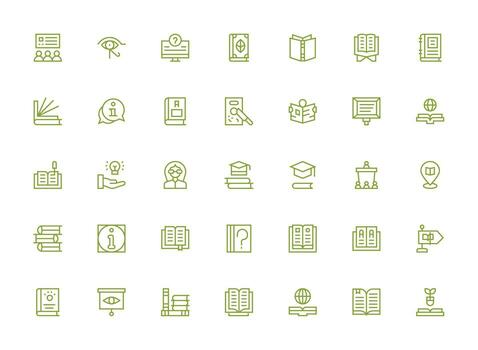 conocimiento diseño íconos presentando 35 en regular limpiar línea estilo simplificado icono paquete para visual herramientas vector