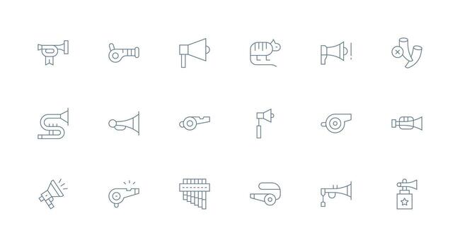 18 Minimal Line Style Icons from Horn Collection Fully Editable Icon Set for Web vector