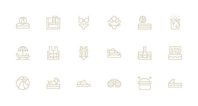 18 Minimal Line Vectors for Pool Theme Versatile Icon Collection for Designers