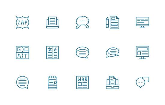 Text Icon Set with 15 Regular Line Graphics Neatly Designed Icons for Web Platforms vector