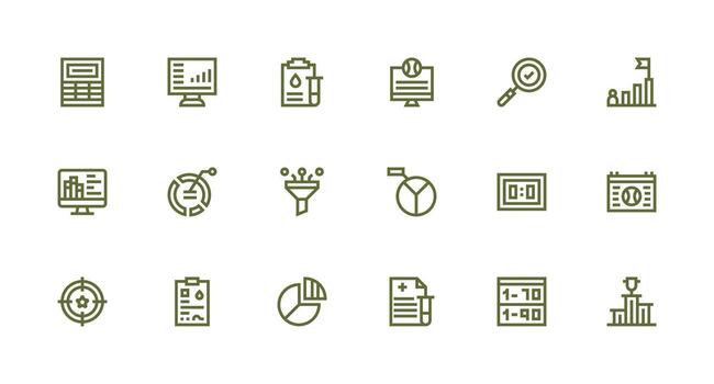 Strong Stroke Line Icons from Results Set with 18 Vectors Theme-Based Icon Pack