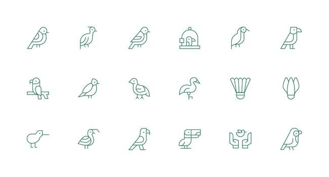 Feathered Icon Set with 18 Minimal Line Graphics Responsive Icon Set for Flexible Layouts vector