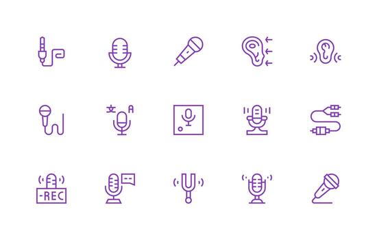 audio entrada diseño íconos presentando 15 en regular línea estilo píxel Perfecto íconos para moderno aplicaciones vector