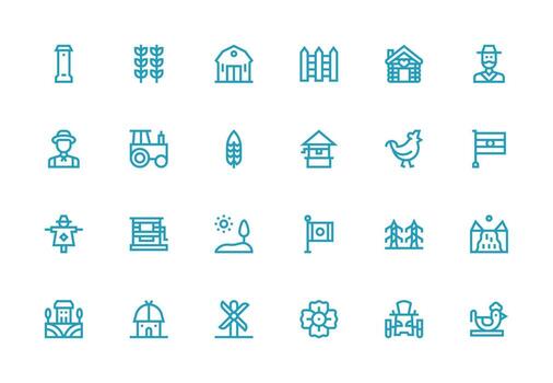 24 íconos para campo en grueso línea línea formato sensible icono conjunto para flexible diseños vector