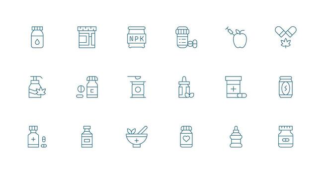 Minimal Line Style Supplement Icons with 18 Vectors Interface Icon Collection