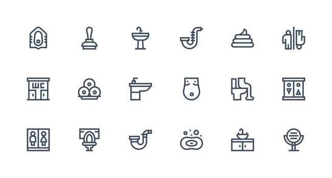 Strong Stroke Line Icons from Toilet Set with 18 Vectors UI-Ready Icon Collection