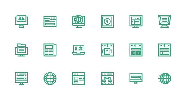 Webpage Icon Collection with 18 Strong Stroke Line Designs Clean Icon Set Icon Pack for UI Projects vector