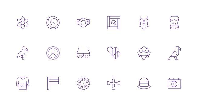18 Icons for Monochrome in Minimal Line Format Clean Icon Set Icon Pack for UI Projects vector