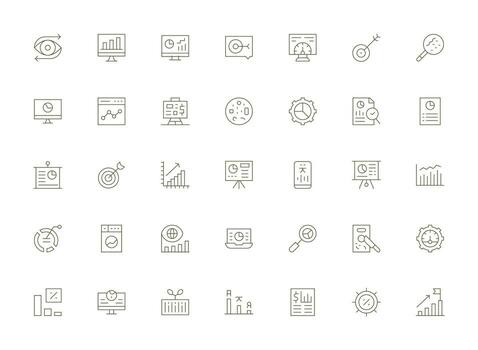 35 Light Line Designs for Metrics Icons Icon Set for Web vector