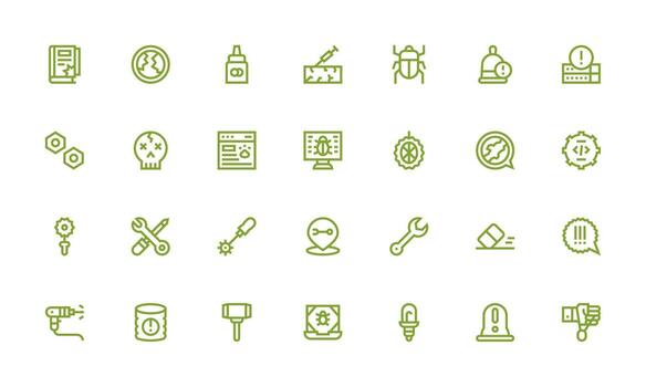 28 negrita línea íconos para reparar gráficos interfaz icono colección para diario proyectos vector