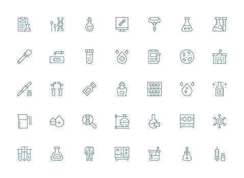 Lab including 35 Light Line Illustrations Flexible Icon System for Web Interfaces vector