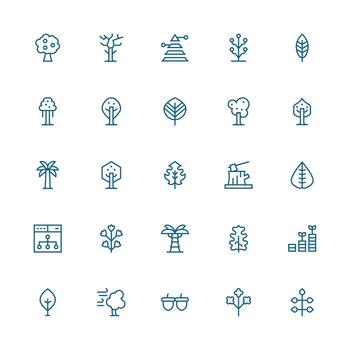 25 Medium Stroke Outline Designs for Tree Icons Interface Icon Collection for Daily Projects vector