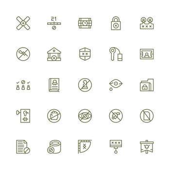 25 Icons for Restricted Access in Medium Stroke Outline Format Pixel Perfect Icons for Modern Apps vector