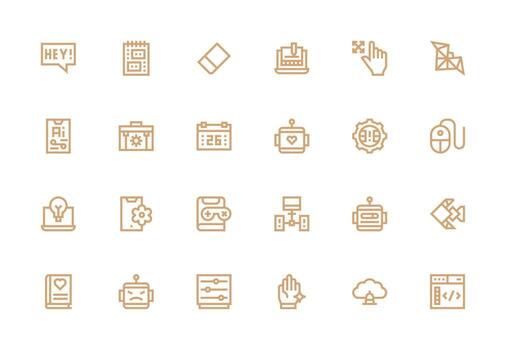 software diseño íconos presentando 24 en grueso línea línea estilo de múltiples fines icono conjunto vector