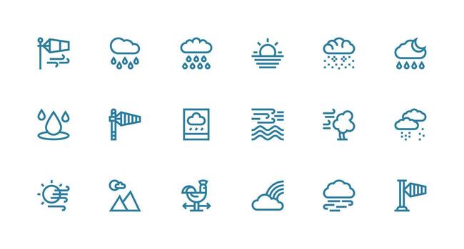 18 Strong Stroke Line Style Icons from Meteorology Collection Scalable Icons for All Themes vector