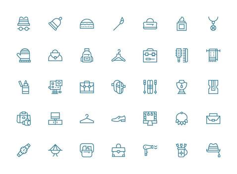 accesorios diseño íconos presentando 35 en regular limpiar línea estilo equilibrado icono conjunto para funcional diseño vector