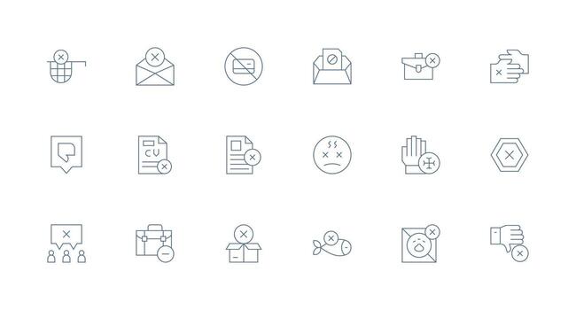 Minimal Line Icons from Not Accepted Set with 18 Vectors Flat Icon Set