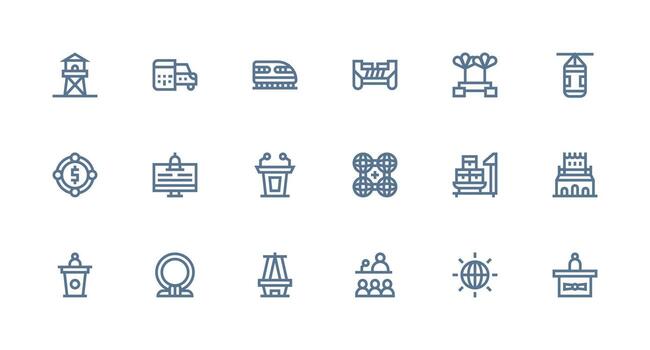 plataforma presentando 18 íconos en fuerte carrera línea diseño completar icono conjunto para móvil aplicaciones vector