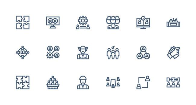 fuerte carrera línea estilo trabajo en equipo íconos con 18 vectores funcional icono serie