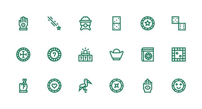 18 Strong Stroke Line Style Icons from Luck Collection Complete Icon Bundle for Web Design vector