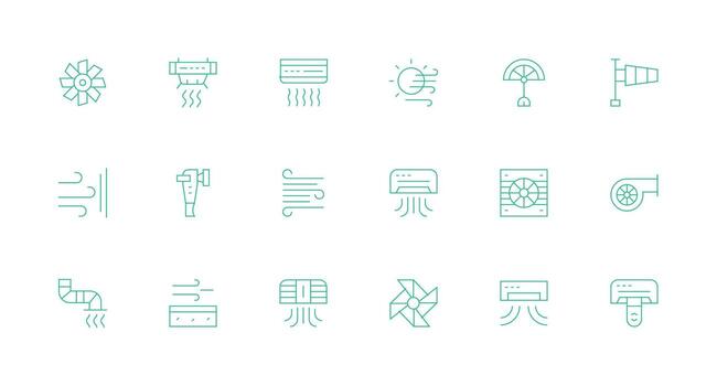 Minimal Line Style Airflow Icons with 18 Vectors Modern Line and Glyph Icon Series