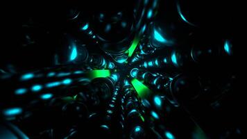 cyan och grön cyber ström med pulserande element och neon bakgrund vj slinga i 4k video