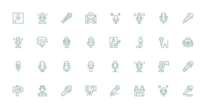 32 Thin Line Style Icons from Interview Collection Clean Icon Set Icon Pack for UI Projects vector