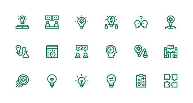 18 Strong Stroke Line Designs for ProblemSolving Icons Simple Icons for Interface and Wireframes vector