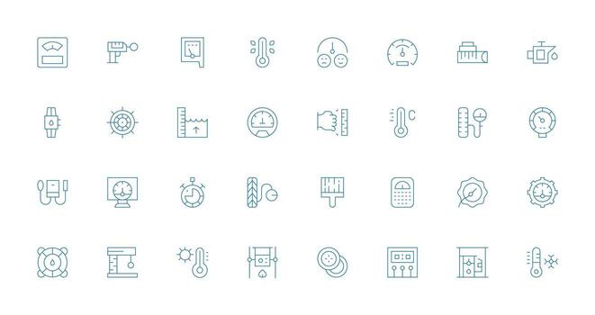 32 Thin Line Icons for Gauge Graphics UI Icon Set vector