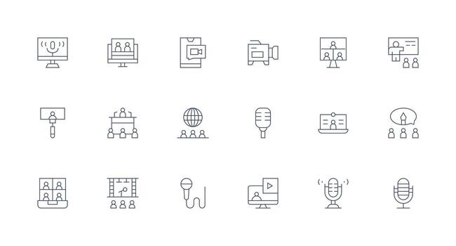 18 Minimal Line Icons for Webinar Graphics Design Ready Icon Set for Teams vector