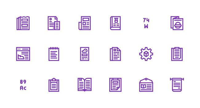 Specifications featuring 18 Icons in Strong Stroke Line Design Responsive Icon Set for Flexible Layouts vector