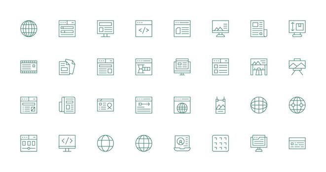 Thin Line Icons from Web Page Set with 32 Vectors Clean Set for Layout Prototypes
