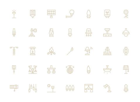Lighting featuring 35 Icons in Light Line Design Web and App Icon Pack Collection vector