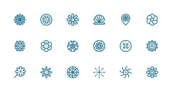 Radial Design Icons featuring 18 in Strong Stroke Line Style Quick Access Icons for UI Development vector