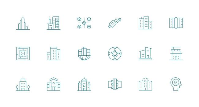 complejo diseño íconos presentando 18 en mínimo línea estilo flexible icono sistema para web interfaces vector