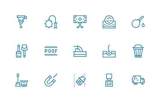 Removal Visual Pack containing 15 Regular Line Icons Customizable Icon Series for Mobile Screens vector