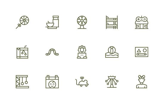 15 Icons for Kid in Regular Line Format Full Icon Library for UI Designers vector