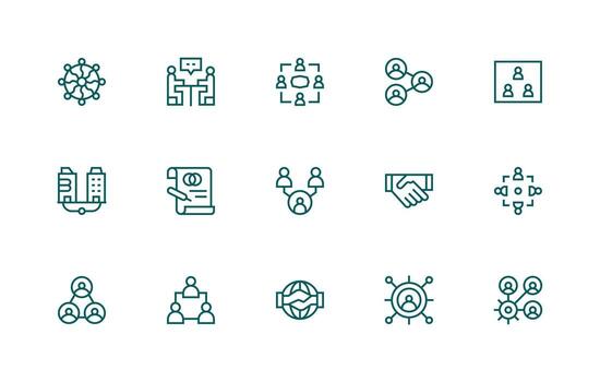 15 regular línea vectores para camaradería tema rápido acceso íconos para ui desarrollo