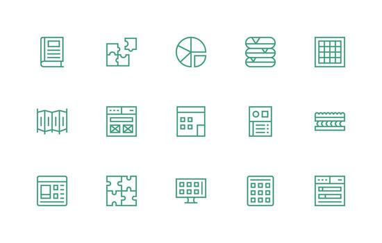 15 Icons for Sections in Regular Line Format All Device Compatible Icon Set vector