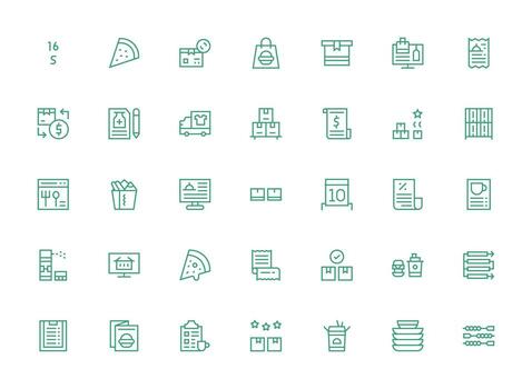Order Set with 35 Regular Clean Line Icons Clean Set for Layout Prototypes vector