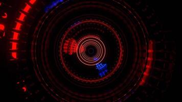 djup blå och röd rörelse inuti reaktor med pulserande neon energi bakgrund vj slinga i 4k video
