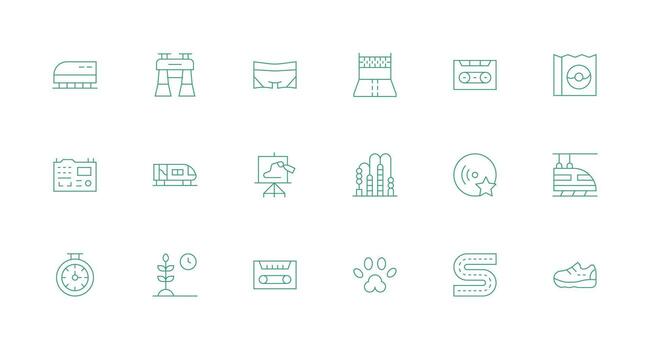18 Icons for Track in Minimal Line Format Style Icon Set vector