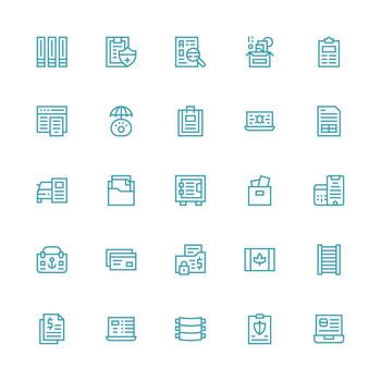Records Icon Set with 25 Medium Stroke Outline Graphics Interface Icon Collection for Daily Projects vector