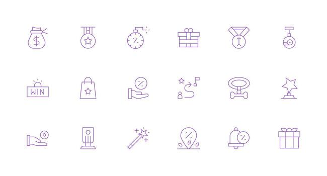 18 Icons for Reward in Minimal Line Format Icon Collection Set vector