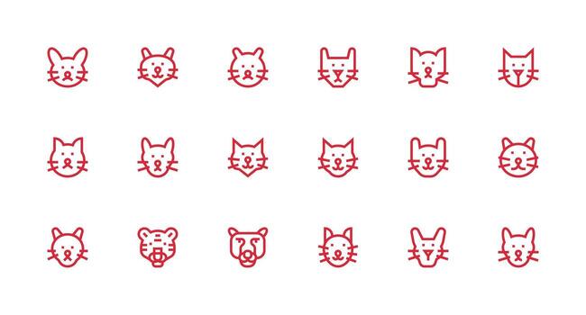 Strong Stroke Line Icons from Feline Set with 18 Vectors Balanced Icon Set for Functional Design